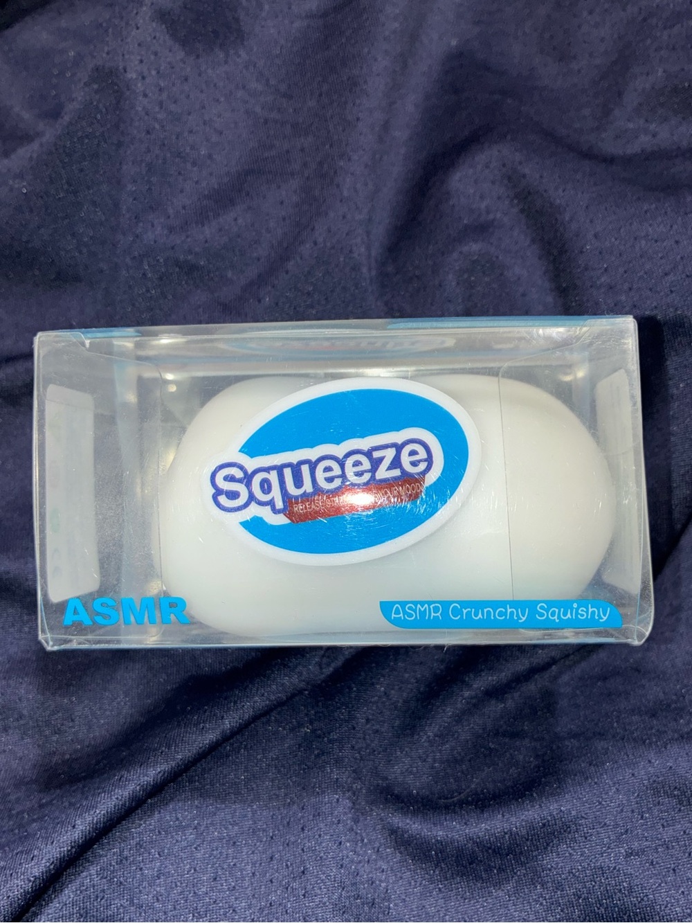 Squeeze ASMR Crunchy Squishy - White with Blue Logo